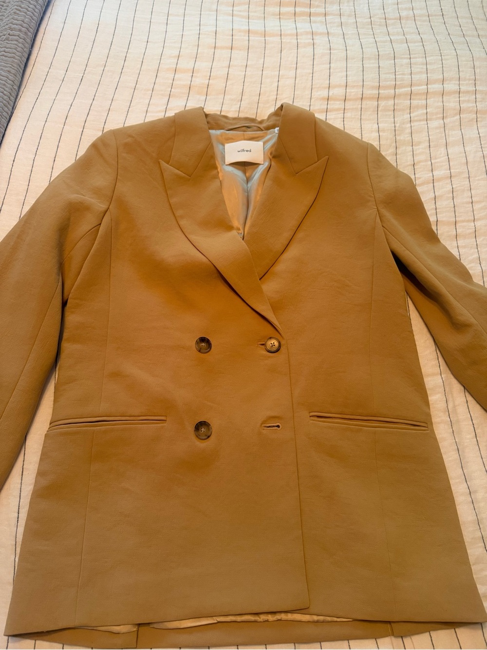 Wilfred Double-Breasted Camel Tan Blazer